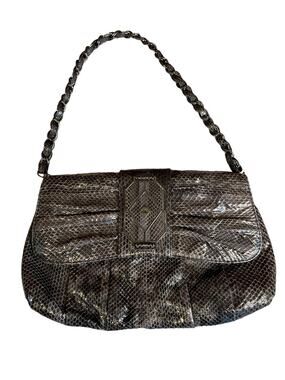 Rafe Shoulder bag chain detail dark gray Snakeskin